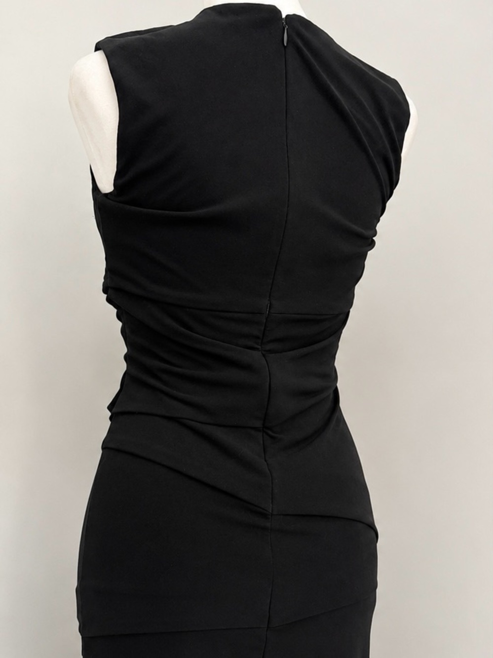White House Black Market Black Sleeveless Tiered Sheath Midi Dress - Picture 6 of 6